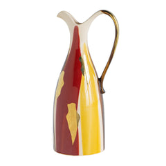 7.1x6.1x16.3" Ceramic Pitcher Vase with Abstract Multicolored Finish