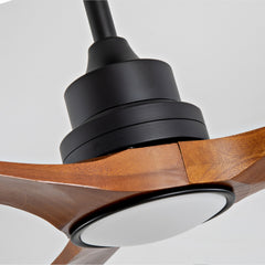 New Model 52 Inch Wood Ceiling Fan With 3 Solid Wood Blades Remote Control Reversible DC Motor For Living Room