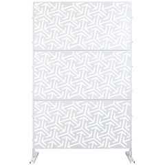 Outdoor & Indoor Privacy Screen Metal Privacy Screen 76" H×48" W, Freestanding Decorative Privacy Screen for Deck Balcony Patio, Privacy Fence Panels for Outside Lawn Garden PS120 WHITE
