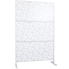 Outdoor & Indoor Privacy Screen Metal Privacy Screen 76" H×48" W, Freestanding Decorative Privacy Screen for Deck Balcony Patio, Privacy Fence Panels for Outside Lawn Garden PS120 WHITE