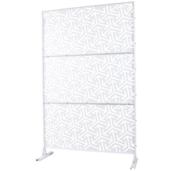 Outdoor & Indoor Privacy Screen Metal Privacy Screen 76" H×48" W, Freestanding Decorative Privacy Screen for Deck Balcony Patio, Privacy Fence Panels for Outside Lawn Garden PS120 WHITE