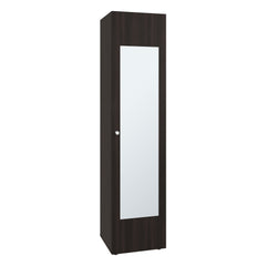 Home Linen Freestanding Tall Cabinet with Single Door, One Mirror and 4 Horizontal Storage Shelves, Cabinet for Bathroom, Bedroom or Laundry Room