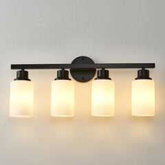 4-Light Matte Black Wall Lamps With White Glass Shades (No Bulbs) Sconce Lighting For Bedroom Living Room