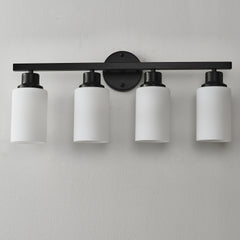 4-Light Matte Black Wall Lamps With White Glass Shades (No Bulbs) Sconce Lighting For Bedroom Living Room