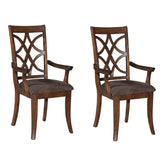 Brown and Dark Walnut Cross Back Arm Chairs (Set of 2)
