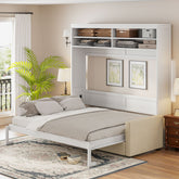 Queen Size Murphy Bed Wall Bed with Sofa,White