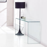 Glass Console Table, Transparent Tempered Glass Console Table with Rounded Edges Desks, Sofa Table