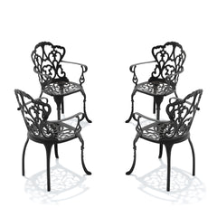 Cast Aluminum Patio Dining Chair 4PCS With Black Frame and Off-white Cushions (same sku:W1710P166006)