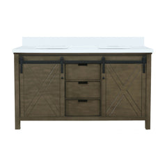Rustic Brown Double Bath Vanity 60 in. W x 22 in. D, with Cultured Marble Countertop
