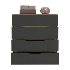 Zoe Dresser, Superior Top, Four Drawers -Black / Light Oak