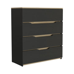 Zoe Dresser, Superior Top, Four Drawers -Black / Light Oak
