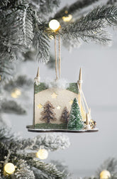 5x3.5x4" Cardboard Lited Tent Ornament, Decorative Hanging Christmas Tree Ornaments for Holiday Party Decorations, Set of 6