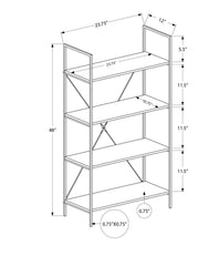 Bookshelf, Bookcase, 4 Tier, 48"h, Office, Bedroom, White Laminate, White Metal, Contemporary, Modern