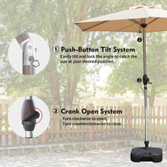 7.5FT Patio Umbrella, Outdoor Table Umbrella with Push Button Tilt and Crank, UV Protection Waterproof Market Sun Umbrella with 6 Sturdy Ribs for Garden, Deck, Backyard, Pool (Beige)