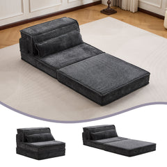 Compression Mahjong Sofa,Convertible Floor Sofa Bed,DIY Boneless Modular Sectional Sofa,No Assembly Required,Circle fleece fabric,Oversized Single Sofa with 1 Pillow,Dark Grey