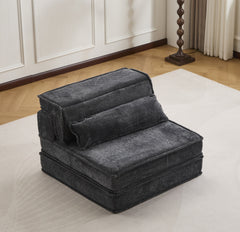 Compression Mahjong Sofa,Convertible Floor Sofa Bed,DIY Boneless Modular Sectional Sofa,No Assembly Required,Circle fleece fabric,Oversized Single Sofa with 1 Pillow,Dark Grey