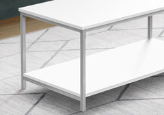 Coffee Table, Accent, Cocktail, Rectangular, Living Room, 40"l, White Laminate, Grey Metal, Contemporary, Modern