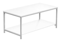 Coffee Table, Accent, Cocktail, Rectangular, Living Room, 40"l, White Laminate, Grey Metal, Contemporary, Modern