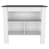 Cala Kitchen Island, Four Legs, Three Shelves -White / Onyx