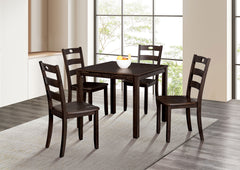 Transitional Style 5pc Dining Table Set 1x Table & 4x Chairs Square Dining Table Slat Back Chairs Espresso Finish