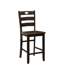Transitional Style Espresso Finish 5pc Dining Table Set 1x Square Counter Height Dining Table 4x Slat Back Chairs Dining Room