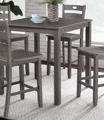 Gray Finish 5pc Dining Table Set 1x Counter HT. Table 4x Slat Back Chairs Transitional Style Dining Room