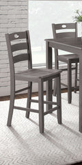 Gray Finish 5pc Dining Table Set 1x Counter HT. Table 4x Slat Back Chairs Transitional Style Dining Room