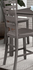 Gray Finish 5pc Dining Table Set 1x Counter HT. Table 4x Slat Back Chairs Transitional Style Dining Room