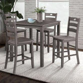 Gray Finish 5pc Dining Table Set 1x Counter HT. Table 4x Slat Back Chairs Transitional Style Dining Room