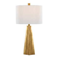 Pompeii 29" Contemporary Polyresin Table Lamp in Gold Polyresin and White Linen