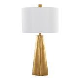Pompeii 29" Contemporary Polyresin Table Lamp in Gold Polyresin and White Linen
