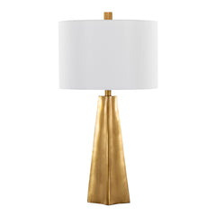 Pompeii 29" Contemporary Polyresin Table Lamp in Gold Polyresin and White Linen
