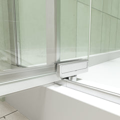 28-32"W X 72"H left and right opening universal pivot shower door, open outside, with 1/4" and 5/16" tempered glass and Brushed Nickel finish