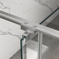 56-60"W X 74"H pivot shower door, open outside, stop at 105 degrees, with 5/16" tempered glass finish Brushed Nickel