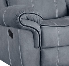 Zubaida Two Tone Gray Velvet Recliner Loveseat w/USB Port & Console
