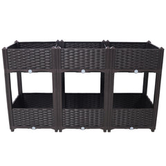Planter Raised Beds - Elevated Planter Garden Box with Drainage Plug Raised Garden Beds for Vegetable/Flower/Herb Outdoor Standing Planter Beds Gardening Kit,Brown,47.2"x15.7"x27.7"