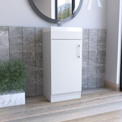 Bathroom Vanity with SInk, Single Door Cabinet, White