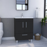 Single Bathroom Vanity with Sink, One Draw, Double Door Cabinet, Black