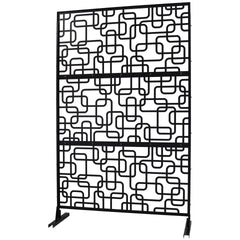 Outdoor & Indoor Privacy Screen Metal Privacy Screen 76" H×48" W, Freestanding Decorative Privacy Screen for Deck Balcony Patio, Privacy Fence Panels for Outside Lawn Garden PS114 BLACK, LIGHT