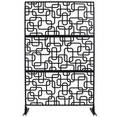 Outdoor & Indoor Privacy Screen Metal Privacy Screen 76" H×48" W, Freestanding Decorative Privacy Screen for Deck Balcony Patio, Privacy Fence Panels for Outside Lawn Garden PS114 BLACK, LIGHT