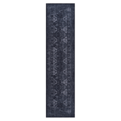 MAVAL Black Washable Rug 2'6'' x 10' Runner Rug (Black+Gray, 2'6'' x 10')