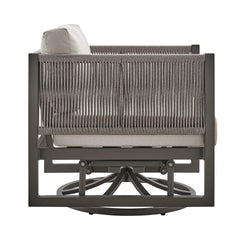 Mareike Outdoor Patio Swivel Glider Lounge Chair in Dark Brown Aluminum with Cushions