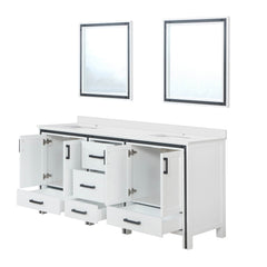 White Double Bath Vanity 72 in. W x 22 in. D, White Quartz Top and 30 in. Mirrors