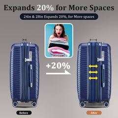 Luggage Sets 4 Piece(14/20/24/28), Expandable Lightweight Suitcase with 4 Double 360 Degrees Mute Spinner Wheels PP Materials Durable TSA Lock Travel Luggage