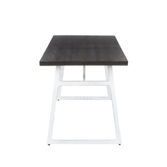 Geo Industrial Dining Table in Vintage White Metal and Espresso Wood-Pressed Grain Bamboo by LumiSource