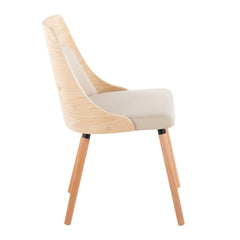 Anabelle Mid-Century Modern Chair in Natural Wood and Cream Fabric by LumiSource (Set of 2)