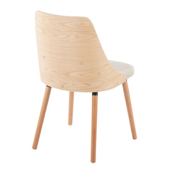 Anabelle Mid-Century Modern Chair in Natural Wood and Cream Fabric by LumiSource (Set of 2)