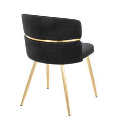Cinch Glam/Art Deco Dining Chair in Gold Metal and Black Velvet by LumiSource - Set of 2