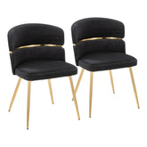 Cinch Glam/Art Deco Dining Chair in Gold Metal and Black Velvet by LumiSource - Set of 2