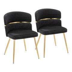 Cinch Glam/Art Deco Dining Chair in Gold Metal and Black Velvet by LumiSource - Set of 2